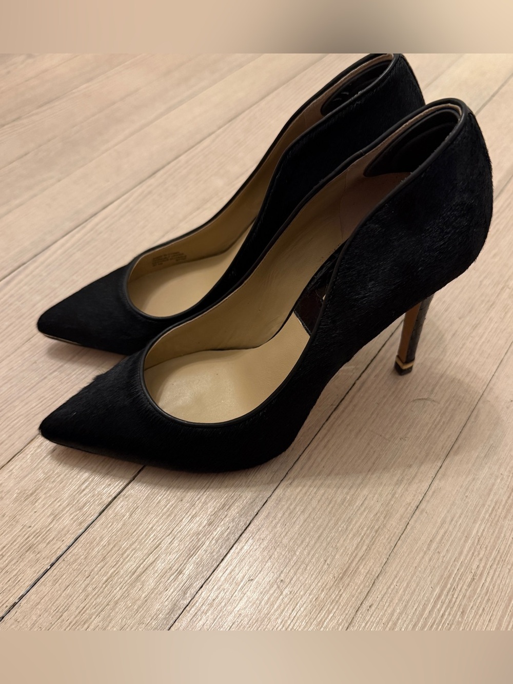 MICHAEL KORS Women’s Black Calf Hair Pointed Toe Stiletto Pumps Heels 37.5 7.5
